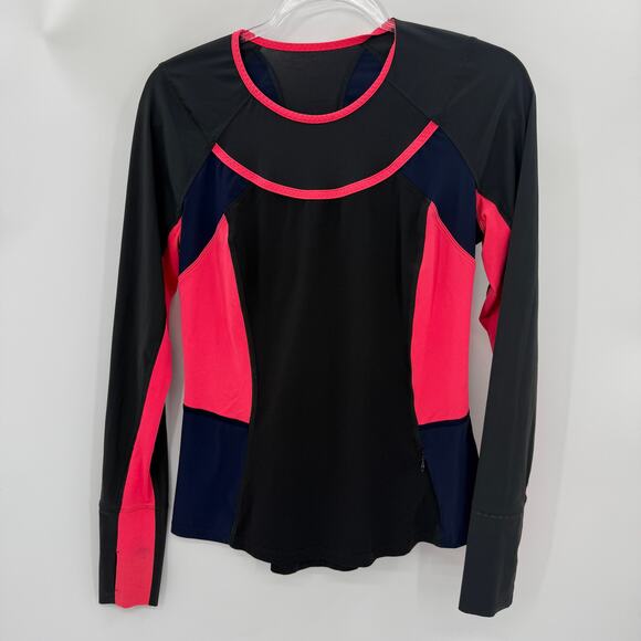LULULEMON Trail Bound Long Sleeve Shirt Size 4 Mesh Semi Fitted Back Pocket Top - Picture 1 of 7